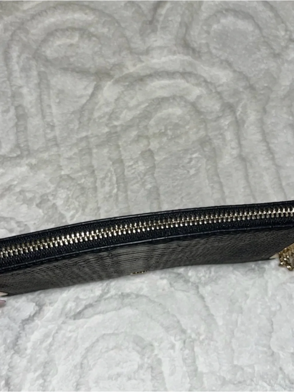GUESS Black Faux Snakeskin Clutch Gold Chain Evening Bag